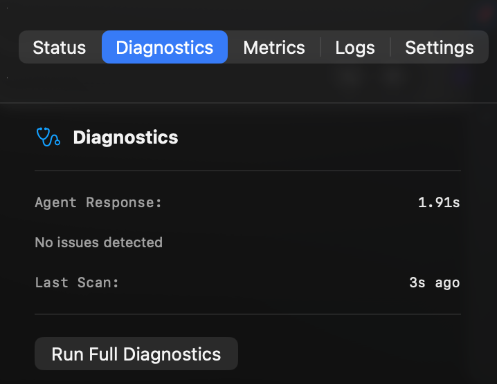 ClawSentinel Diagnostics tab — No issues detected